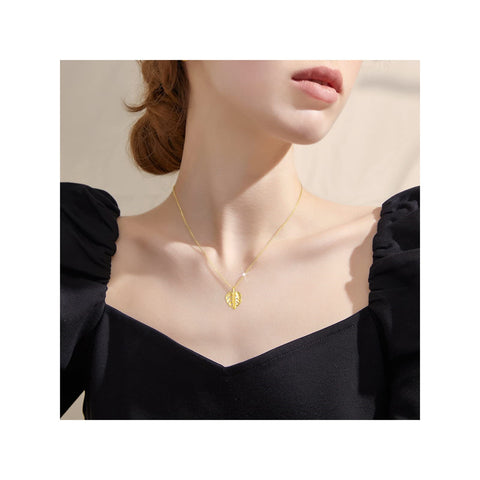 14k Monstera Heart Pendant Necklace