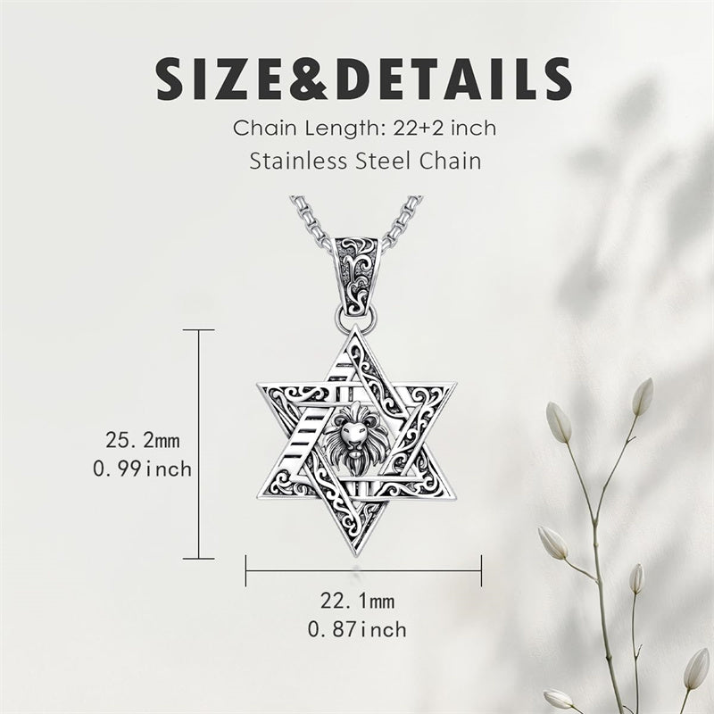 Sterling Silver Star of David Chai Cross Evil Eye Lion of Judah Menorah Tree of Life Protection Pendant Necklace