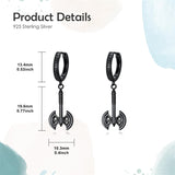 Sterling Silver Feather Arrowhead Axe Hoop Earrings