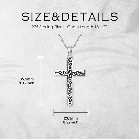Sterling Silver Cross Pendant Necklace Christian Religious Jewelry Gifts for Anniversary