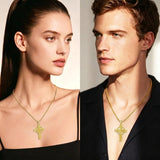 14K Gold Plated Cross Pendant Necklace Religious Confirmation Jewelry