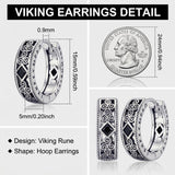14K Gold Plated  Cubic Zircon Norse Viking Runes Hoop Earrings Viking Jewelry Gift for Men