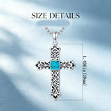 14K Gold Plated Turquoise Cross Pendant Necklace
