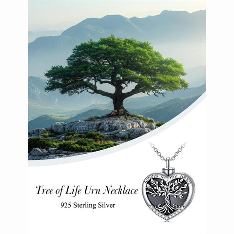Sterling Silver Tree of Life Urn Necklaces Abalone Opal Shell Cremation Jewelry for Ashes