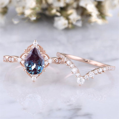 Sterling Silver 10K 14K 18K Gold Pear Shaped Gemstone Engagement Ring