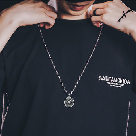 Sterling Silver Aztec Lion Cross Pendant Necklace