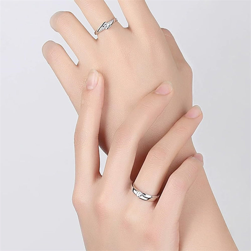 Copper Cubic Zirconia Cubic Adjustable Matching Couple Rings