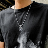 Sterling Silver Crown of Thorns Crucifix Cross Pendant Necklace for Men