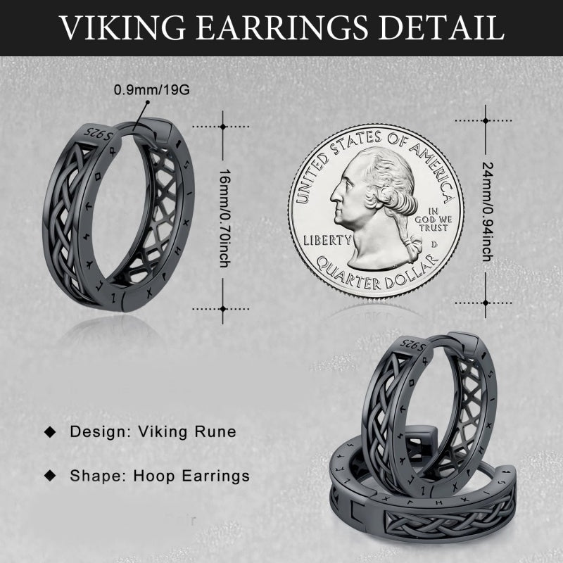 14K Gold Plated  Viking Hoop Earrings
