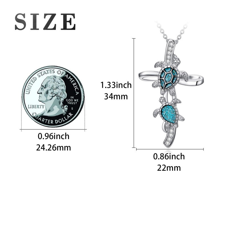 14K Gold Plated Turquoise Turtle Dragonfly Hummingbird Pendant Necklace