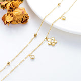 14K Gold Flower Layered Anklet