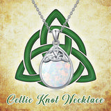 Sterling Silver Moss Agate Labradorite Moonstone Opal Turquoise Celtic Knot  Pendant Necklace