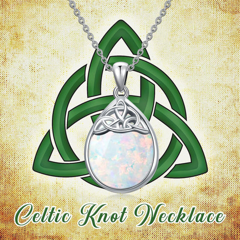 Sterling Silver Moss Agate Labradorite Moonstone Opal Turquoise Celtic Knot  Pendant Necklace