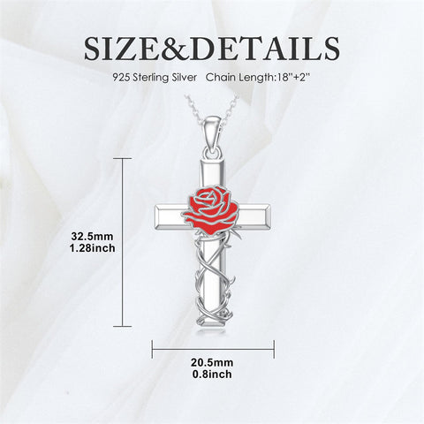 Sterling Silver Lion Semicolon Rose Sunflower Cross Pendant Religious Necklace
