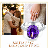 Sterling Silver Oval Ruby Sapphire Emerald Aquamarine Peridot Amethyst Engagement Rings for Women