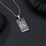 Sterling Silver Obsidian Lover Justice Cat Sun Moon Tarot Card Pendant Necklace