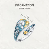 Sterling Silver Turquoise Hummingbird Butterfly Sunflower Adjustable Spoon Ring
