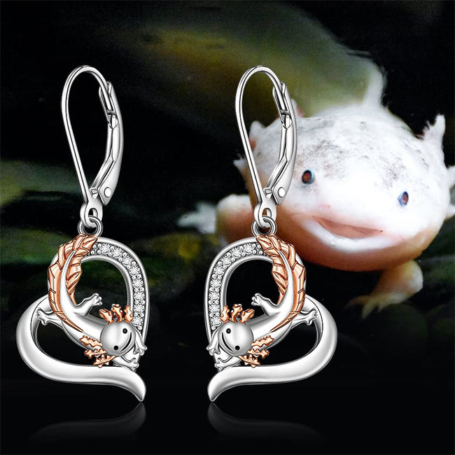Axolotl Earrings for Women Sterling Silver Leverback Cute Animal Earrings  Lover Mothers Day Christmas Gifts