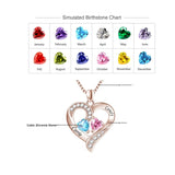 14K Gold 2  Simulated Birthstone Personalized Engraved Pendant Necklace for Women