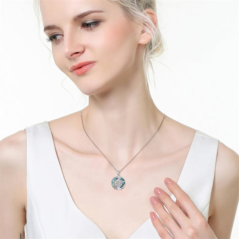 Sterling Silver Crystal Triple Moon Goddess Hamsa Hand Lotus Tree of Life Flower of Life Chakra Pendant Necklace