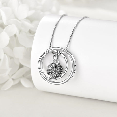 Cremation Jewelry 925 Sterling Silver Sunflower Rose Paw Urn Necklace for Ashes