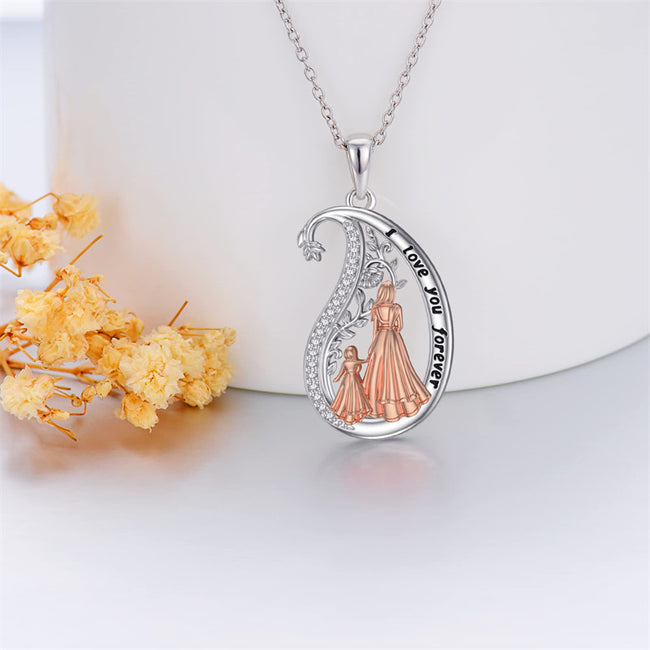 Mothers Day Gifts for Mom Teardrop Mother Daughter Necklace, I Love You Forever Necklace Mother Daughter Jewelry Gifts