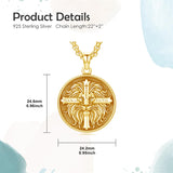 Sterling Silver Faith Bible Lion Pendant Necklace for Men