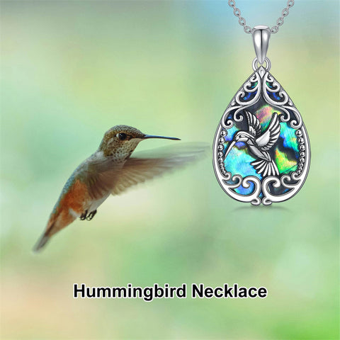 Sterling Silver Abalone Shell Dragonfly Butterfly Bee Hummingbird Pendant Necklace for Women