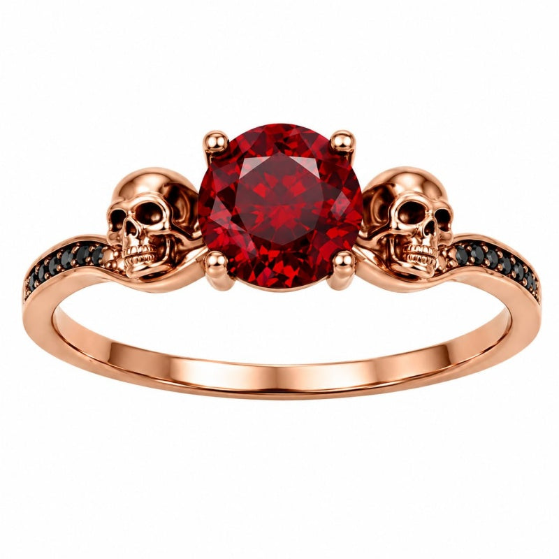 Sterling Silver 10K 14K 18K Gold Personalized Gothic Skull Ring Exquisite Spooky Jewelry for Halloween Lovers