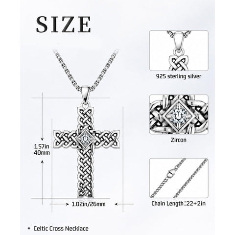14K Gold Plated Celtic Vikin Cross Pendant Necklace Irish Jewelry Religious Protective Gift