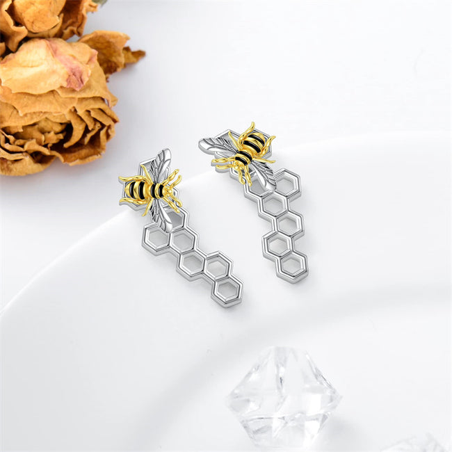 Hypoallergenic Bee Earrings 925 Sterling Silver Honey Earring Jewelry Christmas Birthday Gifts for Women Girls