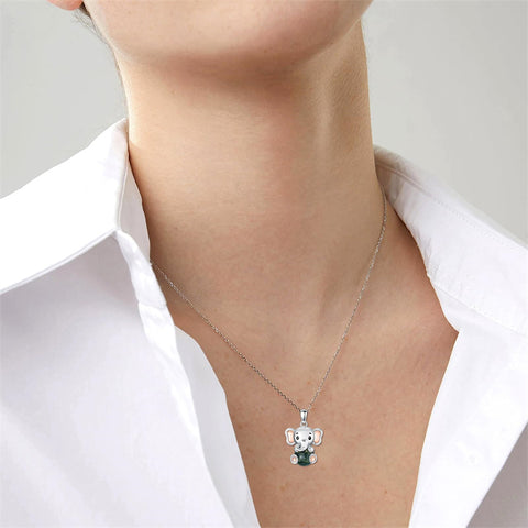 Sterling Silver Moss Agate Hippo Koala Elephant Teddy Bear Pendant Necklace