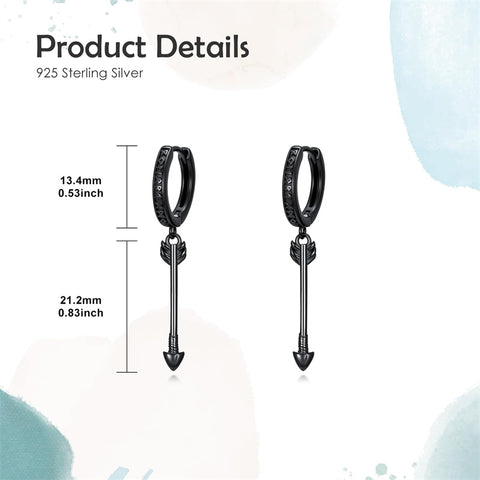 Sterling Silver Feather Arrowhead Axe Hoop Earrings