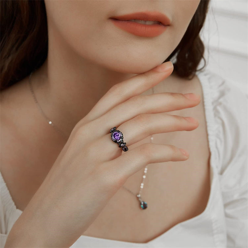 Copper Created Opal Mystic Topaz Amethyst Garnet Eternity Ring for Women