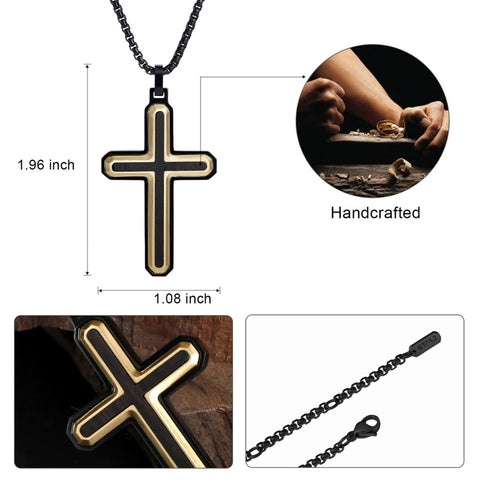 14K Gold Plated Wooden Cross Necklace Jewelry Gift for Him