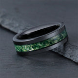 Moss Agate Ring 925 Sterling Silver Custom Engraving Text Men's Wedding Rings Promise Ring Gift for Engagement/Wedding