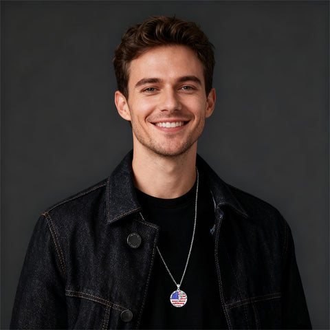 Sterling Silver American Flag Baseball  Basketball Boxing Football Golf Sports Pendant Necklace