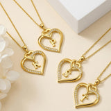 Heart Initial A-Z Pendant Necklace for 14K Gold Plated Women Initials Jewelry Gifts