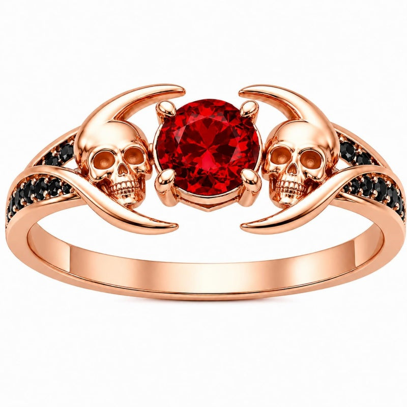 Sterling Silver 10K 14K 18K Gold Personalized Gothic Skull Ring Exquisite Spooky Jewelry for Halloween Lovers
