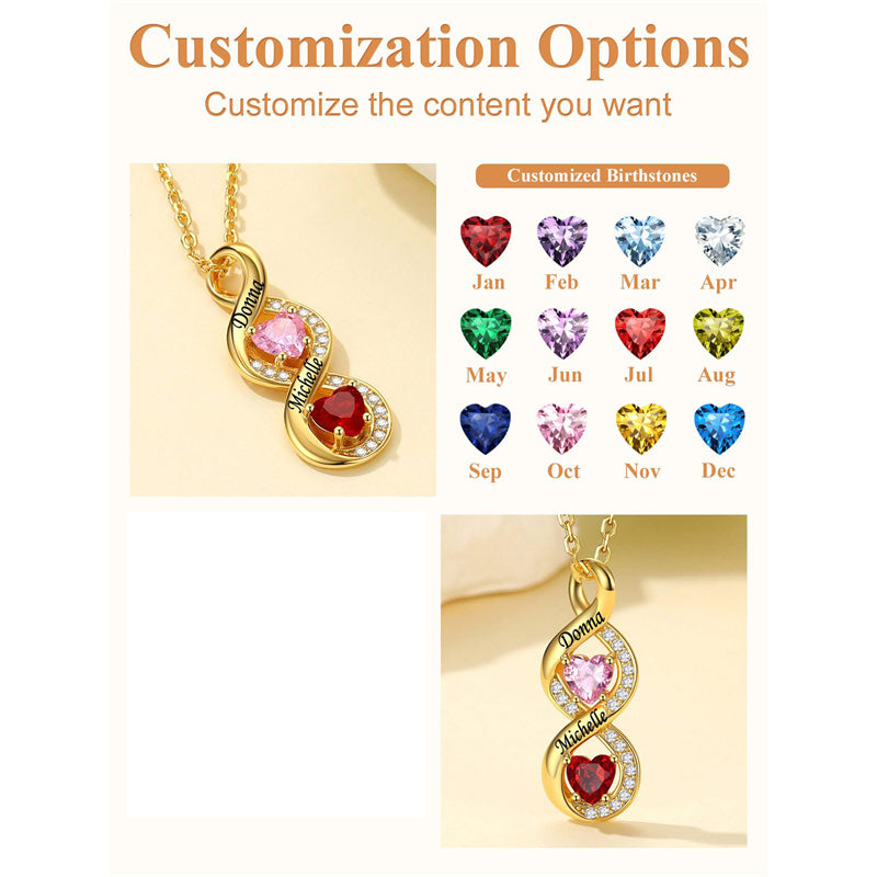 Sterling Silver Personalized  Birthstone Infinity Necklace for Women