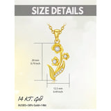 14K Gold Diamond Lily of the Valley May Birth Flower Pendant Necklace