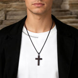 14K Gold Plated Wooden Cross Necklace Jewelry Gift for Him