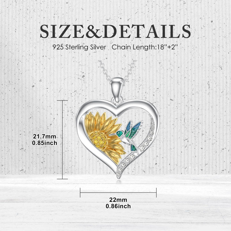 Sterling Silver Heart Bee Dragonfly Butterfly Hummingbird Sunflower Animal Pendant Necklace  Gifts for Christmas