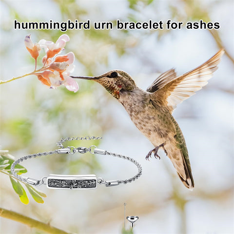 Sterling Silver Bee Celtic Knot Hummingbird Rose Sunflower Bar Urn Bracelet for Ashes