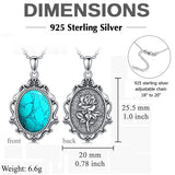 Sterling Silver Blue Sandstone Moonstone Turquoise Obsidian Vintage Rose Pendant Necklace
