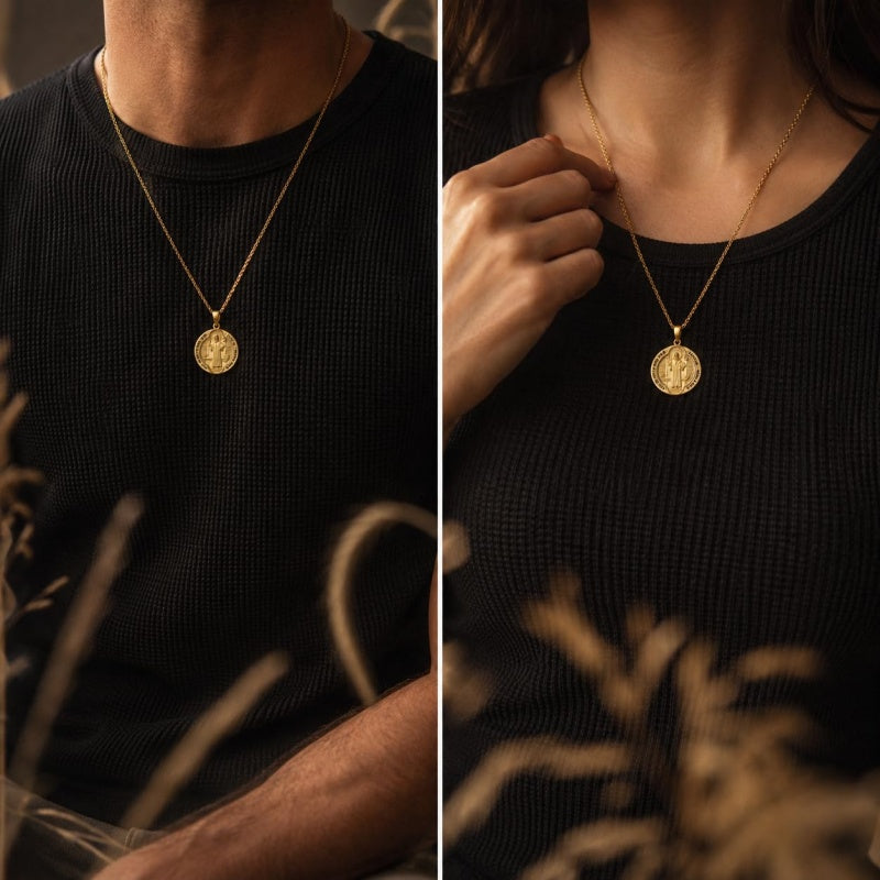Patron Saint Medal Gold Plated Catholic Pendant Christian Religious Necklace Amulet Jewelry
