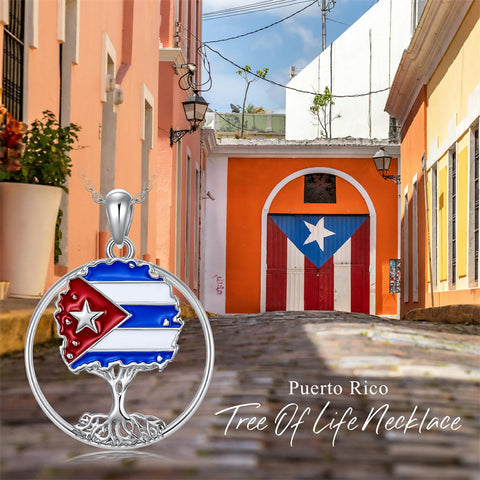 Sterling Silver Butterfly Frog Tree of Life Puerto Rico Flag Pendant Necklace