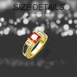 Sterling Silver Square Garnet with Opal Wedding Ring for Men
