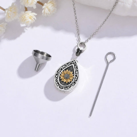 Sterling Silver Cross Hummingbird Cardinal  Rose Sunflower Urn  Necklace for Ashes Cremation Jewelry