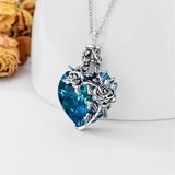 Sterling Silver Heart TearDangle Crystal Rose Cremation Urn Necklace for Ashes